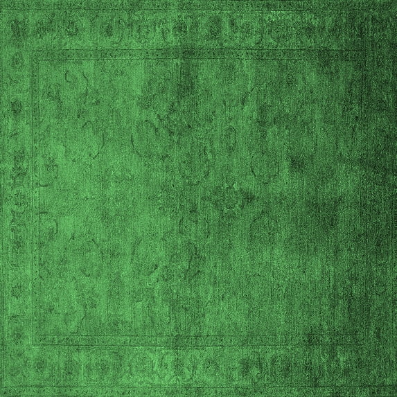 Ahgly Company Indoor Square Oriental Emerald Green Industrial Area Rugs, 7' Square