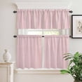 thumbnail image 2 of 3 Piece Kitchen Curtains and Valances Set Pink Striped Cafe Curtains 24 Inch Length Modern Simple Farmhouse Beige Vintage Valance & Tier Curtain for Living Room Bedroom Small Window 54"x18"+27"x24"*2, 2 of 6
