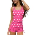thumbnail image 6 of Fancifize Kids Tween Bathing Suits 2 Piece Tankini Swimsuits for Teens Girls Beach Heart Printed Padded Bra Swimwear, 6 of 8