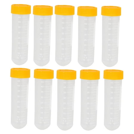 Unique Bargains 50Pcs Laboratory Clear White Orange 50ml Capacity Plastic Centrifuge Tubes