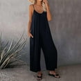 thumbnail image 2 of lulshou Jumpsuits for Women, Women Summer European and Sling Solid Pocket Casual Jumpsuit Women's Jumpsuits, Rompers & Overalls, Navy S, 2 of 6