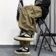 thumbnail image 2 of Pantalones cargo para hombre, pantalones negros apilados de invierno para hombre, forro polar, talla grande, estilo Harajuku, nuevos, holgados, de corte regular, estéticos, largos, Y2k, 2 of 5