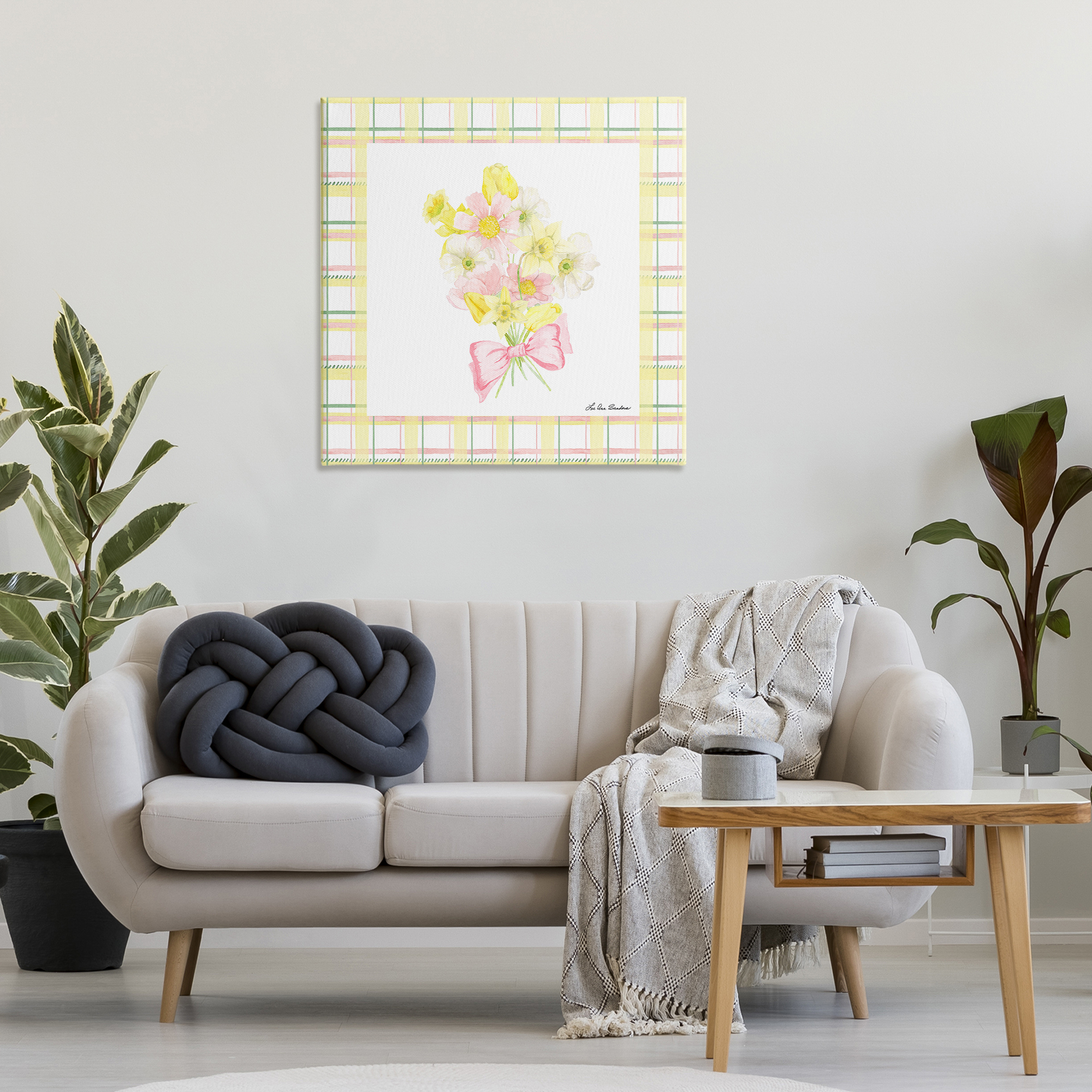 Spring Daffodils on Plaid Canvas Wall Art, design by Lee Ann Sanders
