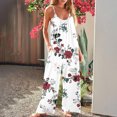 thumbnail image 2 of Boho Floral Print Beach Rompers for Women Loose Fit Wide Leg Jumpsuits Casual Trendy Summer Bib Pants for Teen Girls, 2 of 5