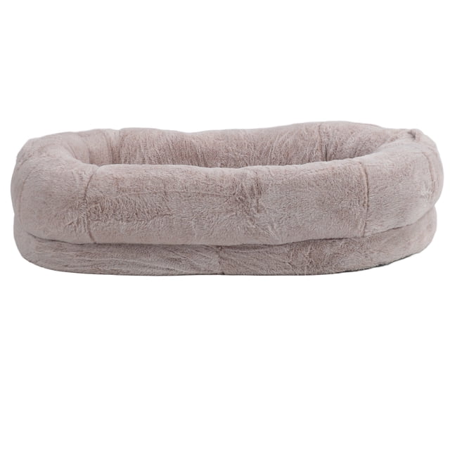 Camas Extra Grandes Para Perros Humanos Para Personas Adultas, Puf De Tamaño Humano Ovalado Con Funda Extraíble, Cama Para Siesta De Piel Sintética Lavable Para Mascotas