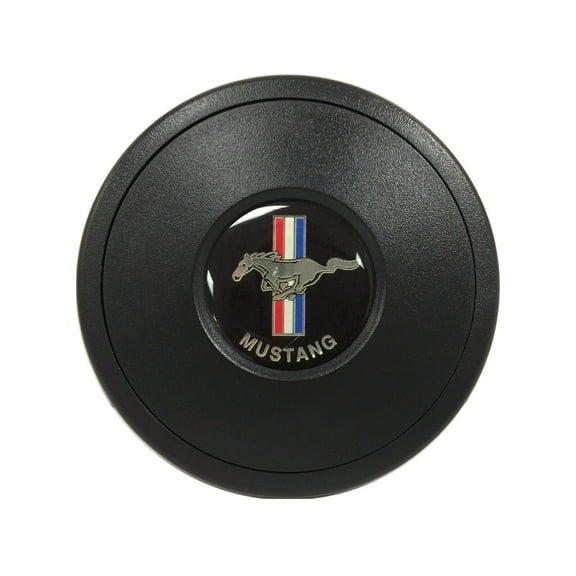 VSW 9-Bolt Standard Black Horn Button with Mustang Running Pony Emblem STE1002