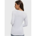 thumbnail image 3 of Womens Fall Deep V Neck Long Sleeve Shirts Modal Slim Fit Basic Tee Tops, 3 of 6