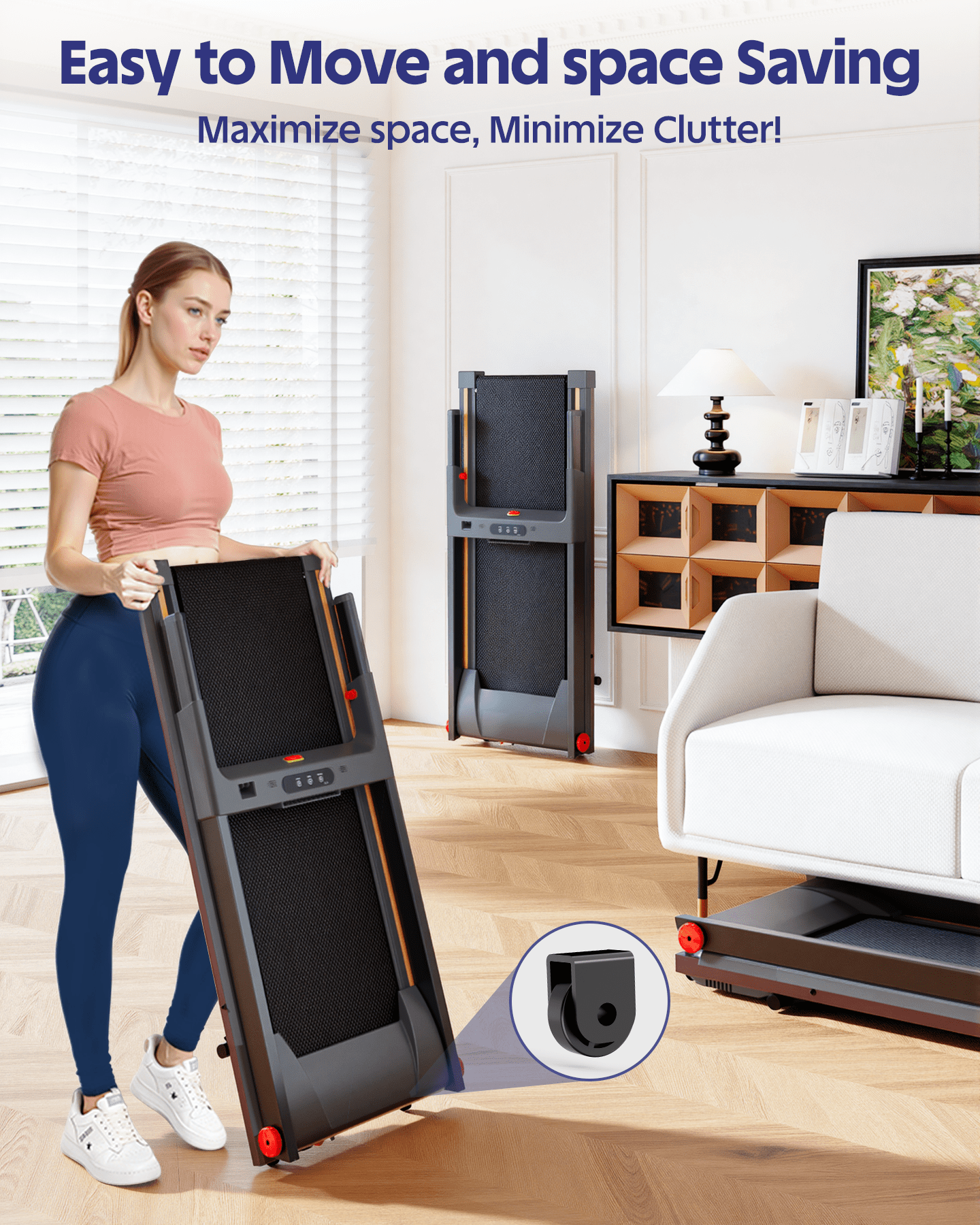 Superun 4-in-1 Foldable Treadmill with Incline, 300 LBS Capacity Running Treadmills for Home Small Spaces with Handles, 3.0 HP Folding Treadmill with Smart APP