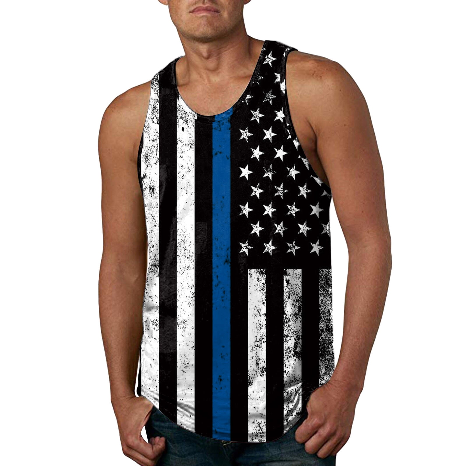 Men's Patriotic American Flag Tank Top Shirt 4Th of July Vintage Classic Patriot USA Stripes and Star Gift Vest 