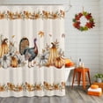 thumbnail image 2 of Shower Curtain 36"W x 78"L Thanksgiving Pumpkin Turkey Maple Leaf Fabric Shower Curtains Set with Hooks Water Repellent Bathroom Curtains Machine Washable Bathroom Accessories, 2 of 6