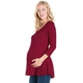 thumbnail image 3 of 24seven Comfort Apparel Three Quarter Sleeve V-Neck Maternity Tunic Top, 3 of 4