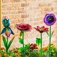 thumbnail image 2 of Ivy Home Metal Flower Garden Stake Cute Metal Flower Stick Art Ornament Decor Spring Floral Outdoor Flower Garden Stakes, 4 Pcs C99, 2 of 3