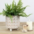thumbnail image 3 of Creative Co-Op Footed Stoneware Planter with Abstract Print, Rust and White, 3 of 6