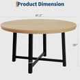thumbnail image 2 of 47-pulgada round wood-colored dining mesa para 4: moderno industrial style con thick tabletop y sturdy metal base, space-saving para kitchen y dining room, 2 of 7