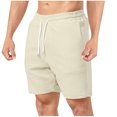 thumbnail image 1 of Pantalones Cortos para Hombres Casual Verano Color Sólido Casual Cordón Bolsillo Recto a Través de Pantalones Cortos, Pantalones de Moda de Poliéster, 1 of 9