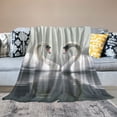thumbnail image 2 of Creowell Swans Water Heart Shape Ideal Comfy Throw Blanket Flannel Material Lightweight Blanket for All Seasons 60x80in, 2 of 6