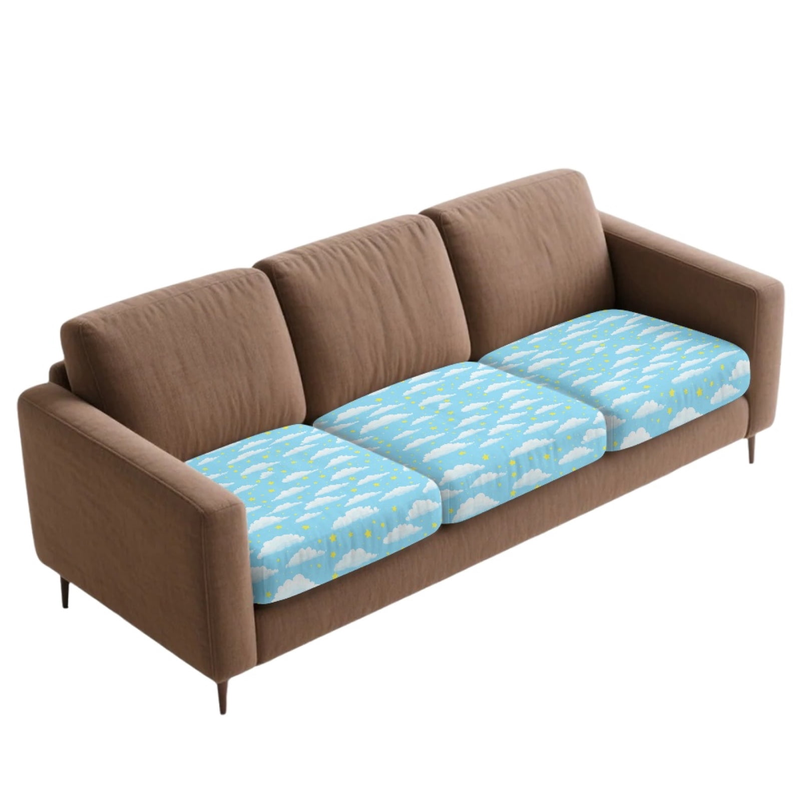 Xoenoiee Blue Cloud Star Print Stretch Couch Cushion Cover Plush Cushion Slipcover for Chair Loveseat Sofa Cushion Furniture Protector Seat Cushion Sofa Cover