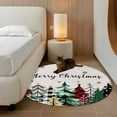 thumbnail image 2 of Merry Christmas Round Area&nbsp;Rug 4ft Green Red Black Plaid Christmas Tree Snowflakes Linen Non-Slip&nbsp;Washable Circle Rugs Soft Felt Indoor Floor Mat for Bedroom Kitchen Living Room Bathroom, 2 of 9