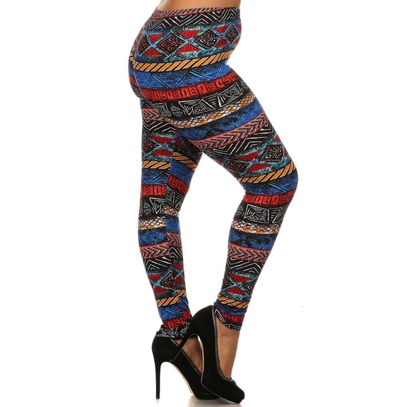 Plus Size - Buttery Soft Tulum Tribal Leggings - One Size Plus