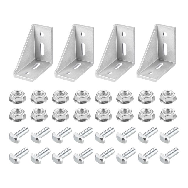 Unique Bargains 4Sets 4080 Européenne à l'Intérieur des Kits de Gousset de Support d'Angle 77x77x40mm - Argent