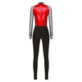 thumbnail image 4 of Jizyo Women's Long Sleeve Dance Unitard Shiny Rhinestone Full Body Suits One Piece Jumpsuits Red L, 4 of 5