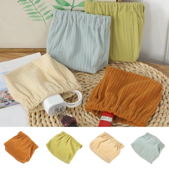Riguas Travel Storage Bag Corduroy Design Mini Tab Closure Polyester Comfortable Touch Cosmetic Storage Bag Household Supply