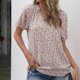 thumbnail image 2 of Blusa de manga corta con cuello en V y estampado informal para mujer a la moda OAVQHLG3B Store  lin121212, 2 of 4