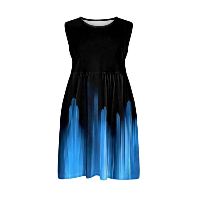 WRKEKC Robe d'Été pour Filles, Robe Décontractée pour Filles, Robe Sans Manches à Col Rond Imprimé Complet avec Poches pour Enfants Moyens et Grands 11 Ans