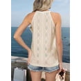 thumbnail image 6 of Tank Top for Women Loose Fit High Neck Sleeveless Halter Tops Casual Eyelet Summer Flowy Shirts Blouse Khaki XL, 6 of 8