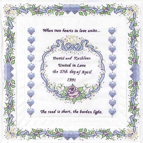 Jack Dempsey Stamped CrossStitch Wall Quilt, Wedding