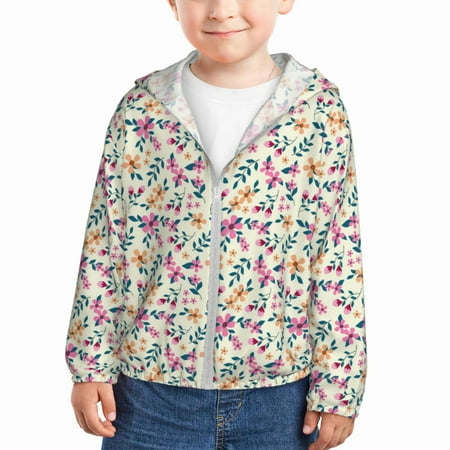 

Lukts Cute Flower Print Children s Long-Sleeved Sun Protection Clothing Hooded Sweatshirts for Boys and Girls Outdoor Sports-3 Years