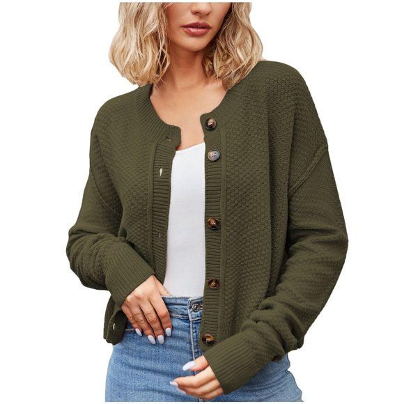 AherBiu Cardigans Courts pour Femmes, Chandails Légers à Boutons, Cardigans à devant Ouvert, Chandail Tricoté