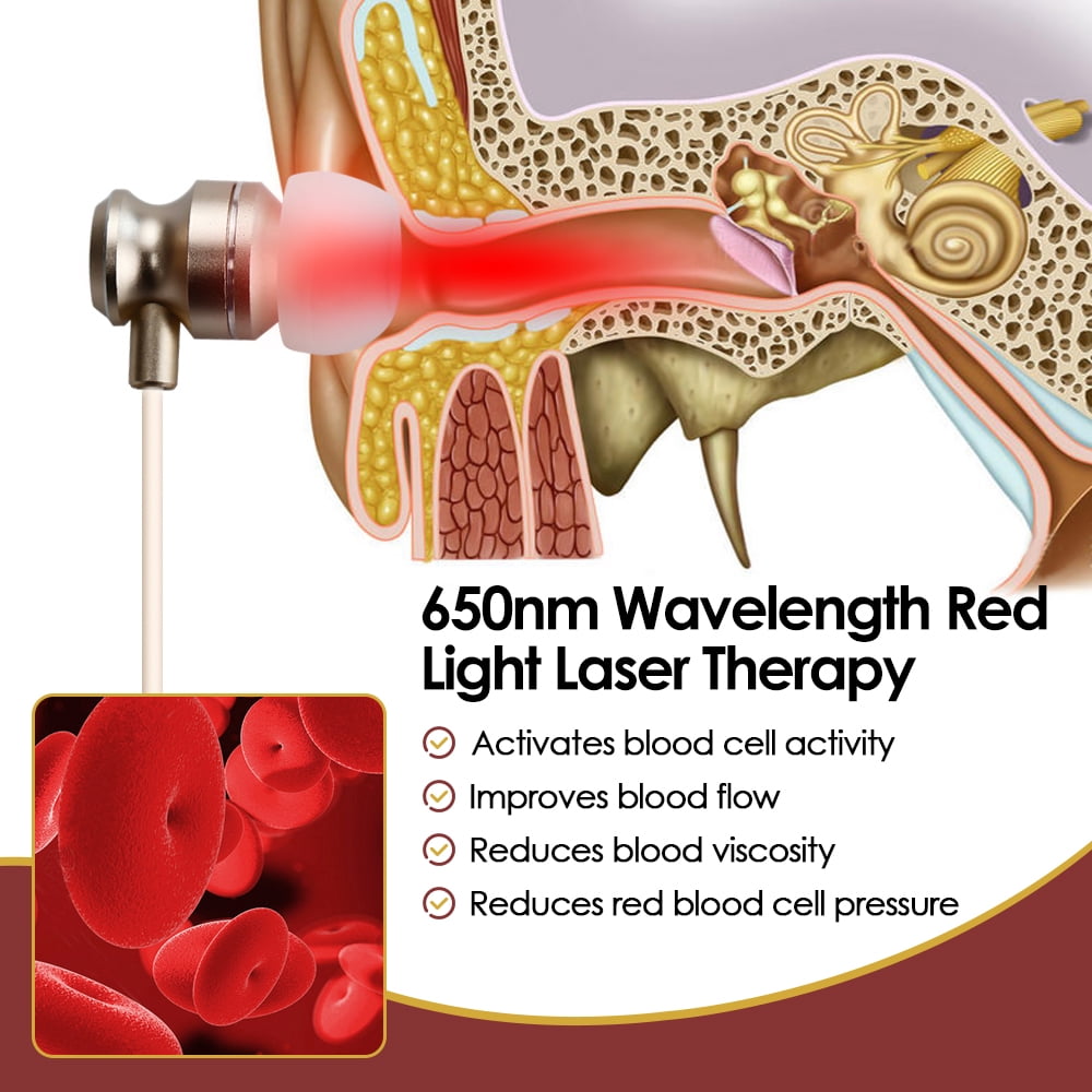 BearCris Ear Relaxation Red Light Device - 650nm Non-Heat LED for Comfort, USB/Type-C Portable
