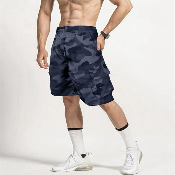 WILLBEST Pantalones Cortos Cargo para Senderismo para Hombre, Elásticos, para Exteriores, Ligeros, para Acampar, con 6 Bolsillos