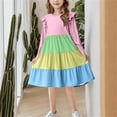 thumbnail image 6 of BLTIBY Girls Summer Ruffle Dress Flutter Long Sleeve Casual Color Block Dresses Elastic Waist Summer Sundress Blue 14-15 Years, 6 of 6