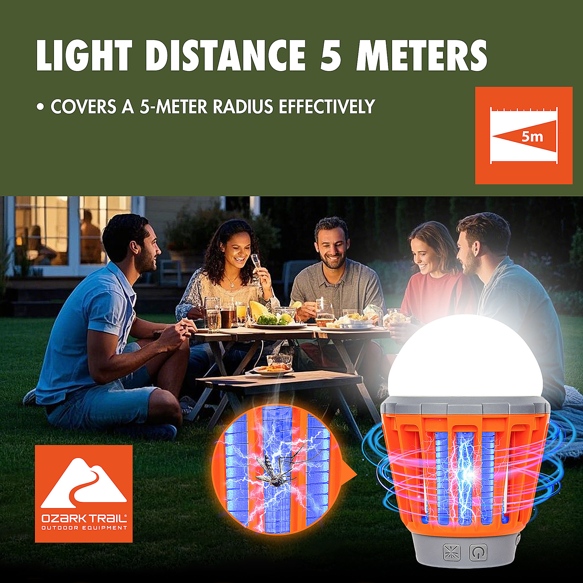 Ozark Trail Rechargeable Bug Zapper & LED Lantern, Orange photo 6