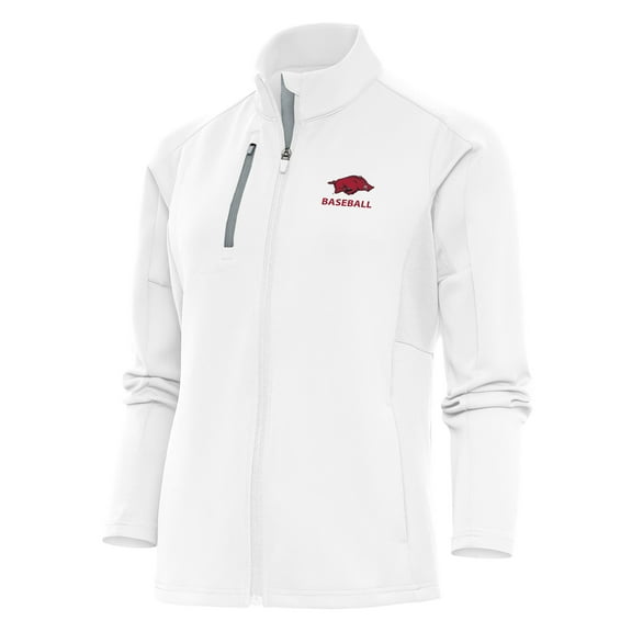 Women's Antigua White Arkansas Razorbacks Baseball Generation Full-Zip Jacket
