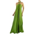 thumbnail image 1 of B91xZ Robes Formelles Grande Taille Mode Fendue Cuisse Bretelles Spaghetti Robe Midi Florale, Vert m, 1 of 3