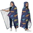 thumbnail image 2 of Wearable Blanket,Colorful Cartoon Dinosaurs Plants Pattern Hooded Wearable Flannel Blanket for Adults & Teens,Winter Poncho Shawl Wrap Cape Cozy Anti-Pill,50"x60", 2 of 5