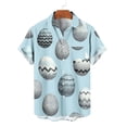 thumbnail image 4 of YueHuiYing Men's Lapel Easter Print Short-Sleeve Button-Down Cardigan with Pockets Lightweight Soft Casual Vacation Holiday Wear, 4 of 5