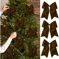 15 Pcs Velvet Bows for Christmas Tree - 6 Inch Vintage Velvet Ribbon Christmas Bows for Gift Wrapping Xmas Tree Topper Bow Ornaments for Garland Wreath Bows Decor (Brown) Brown