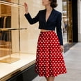 thumbnail image 5 of Jane Wardrobe Elastic High Waist Polka Dot A-Line Midi Skirt Women Stretch Flowy Vacation Casual Long Skirt 1PC XS-XXL Plus Size Friendly, 5 of 6