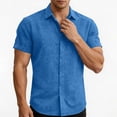 thumbnail image 6 of Paiwinds Men's Linen Short Sleeve Shirt Solid Color Button Down Collar Casual Beach Summer Tops Loose Fit Blouse, 6 of 9