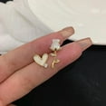thumbnail image 4 of Airokiy Heart Flower Asymmetrical Earrings for Women Gold Plated Dainty Floral Hearts Earrings Trendy Hypoallergenic Jewelry, 4 of 6