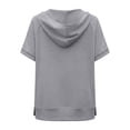 thumbnail image 6 of FASHOFT Half Zip up Hoodie Women Oversized Zipper Sweatshirt Short Sleeve Solid Pullover Spring Fall Tops Grey XL, 6 of 6