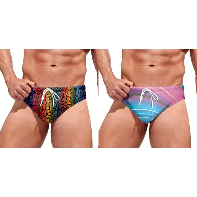 (2-Pack) Rinsvye Mens Leisure Hawaii Swim Trunks with Compression Liner Soft and Comfortable Swimming Men Trunks Hot Springs with Triangle 5 Swim Trunks Men Swimsuit Trunks
