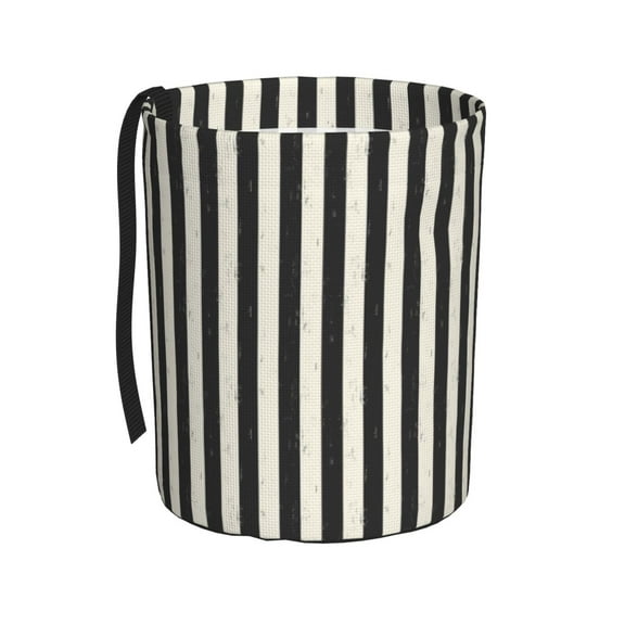 Easygdp Black And White Thick Stripes Car Trash Can Garbage Car Accessories Trash Can Car Waste Bin for for Driver and Passenger Any Vehicle