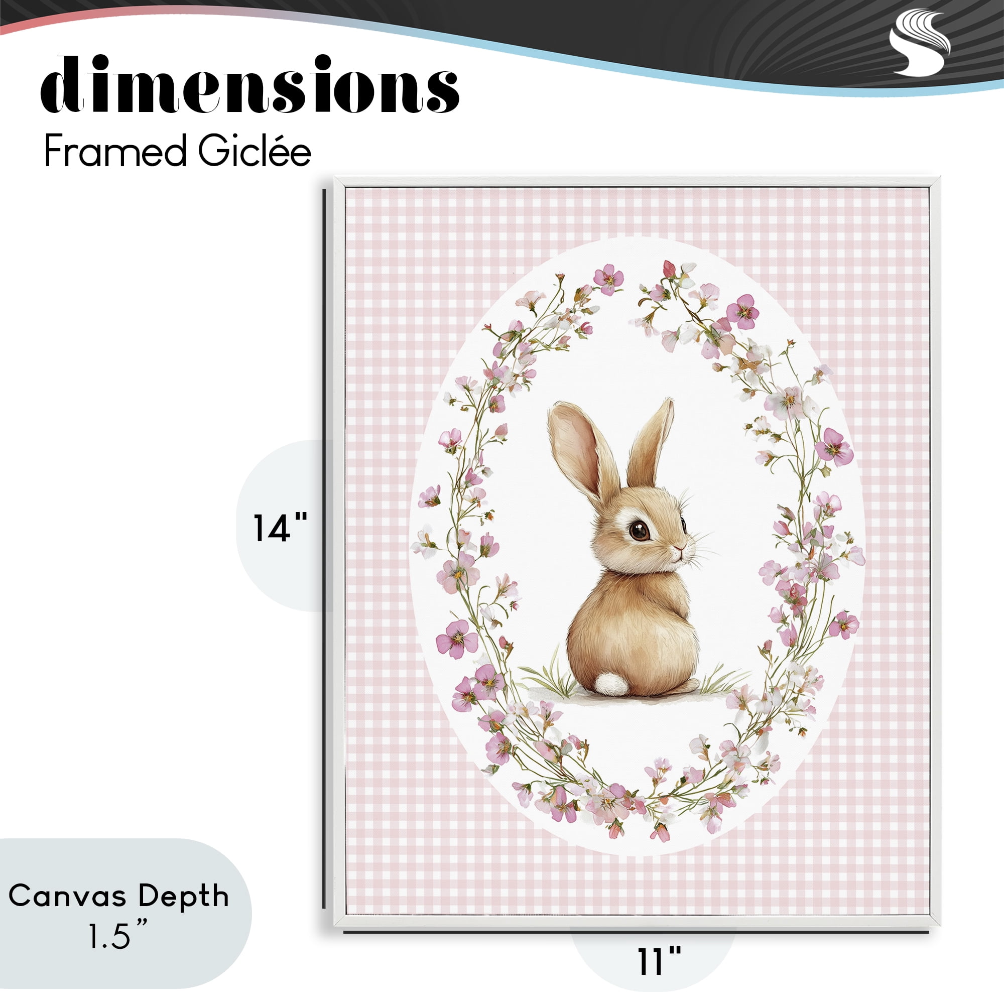 Stupell Industries Spring Gingham Rabbit White Framed Giclee Art, design by Christine Simpson Art