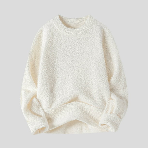 pstuiky Camisas casuales de manga larga para hombre, Camisa de cuello redondo cálida con intensificación de color sólido a la moda para hombre camisetas de hombre m