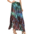 thumbnail image 3 of Sakkas Ester Womens Simple Boho Maxi Full circle Tie-dye Skirt with Elastic Waist - Blue - One Size, 3 of 5